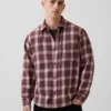 Camisas de cuadros holgadas de sarga lavada al sol