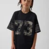 Camiseta de jersey con estampado oversize de malla para niños