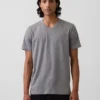 Camiseta de jersey de algodón con cuello en V