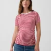 Camiseta premamá moderna de cuello redondo