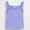 Camiseta sin mangas con delantal y volantes de punto acanalado para bebés y niños pequeños