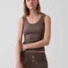 Camiseta sin mangas de pijama con ribete de encaje y costuras finas