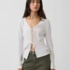 Cardigan con lazo delantero de mezcla de lino