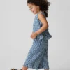 Conjunto de denim a cuadros vichy con dobladillo con volantes para Bebé y Niño
