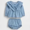 Conjunto de denim con volantes para bebé