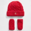 Conjunto de gorro y mitones de punto trenzado CashSoft para Bebé y Niño