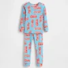 Conjunto de pijama de algodón orgánico cepillado para bebés y niños