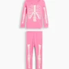 Conjunto de pijama orgánico de algodón cepillado con esqueleto que brilla en la oscuridad para Bebé y Niño