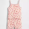 Conjunto de pijama para niños de algodón orgánico cepillado con camiseta sin mangas y pantalones cortos