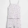 Conjunto de pijama para niños de algodón orgánico cepillado con camiseta sin mangas y pantalones cortos