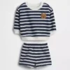 Conjunto de sudadera y pantalones cortos para bebé Vintagesoft con rayas de ositos