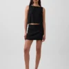Mini falda-pantalón de mezcla de lino