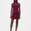 Mini vestido recto de mezclilla con cuello