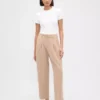 Pantalones ajustados hasta el tobillo de sarga cepillada de talle alto 365