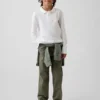 Pantalones caqui rectos y holgados de estilo uniforme moderno para niños