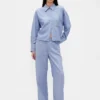 Pantalones de pierna ancha de mezcla de lino y algodón