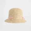 Sombrero de paja con moño para bebés y niños