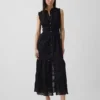 Vestido camisero midi en capas con ribete de encaje