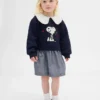 Vestido de sudadera con cuello con volantes de Snoopy para bebés y niños pequeños