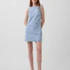 Vestido mini recto de mezclilla a cuadros