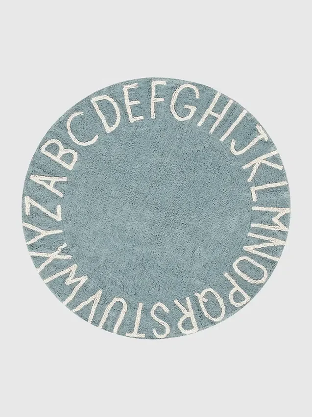 Alfombra lavable «ABC Natural Vintage Blue» de Lorena Canals