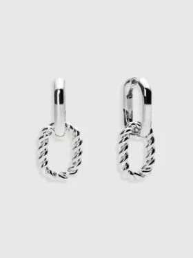 Aretes de aro doble de plata «Ash» de Ana Luisa