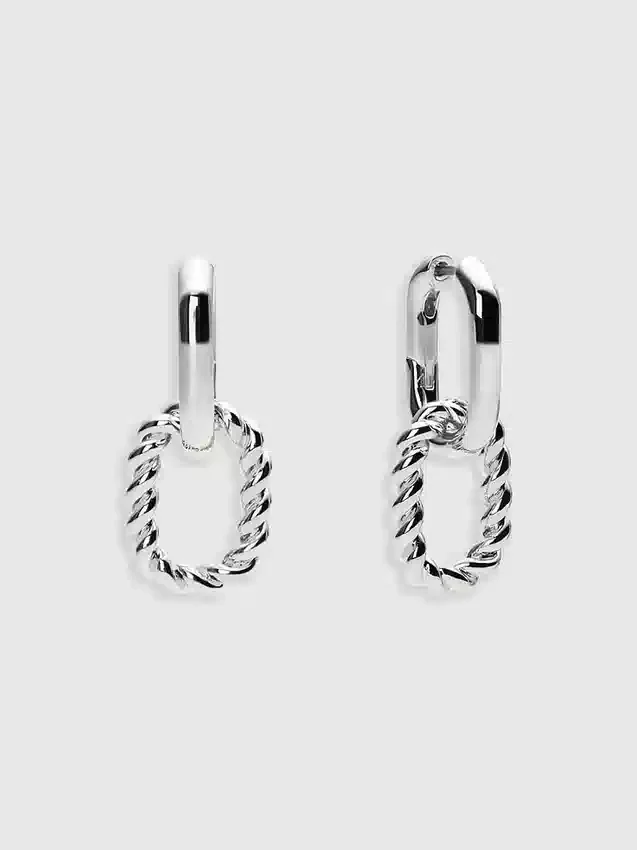 Aretes de aro doble de plata «Ash» de Ana Luisa