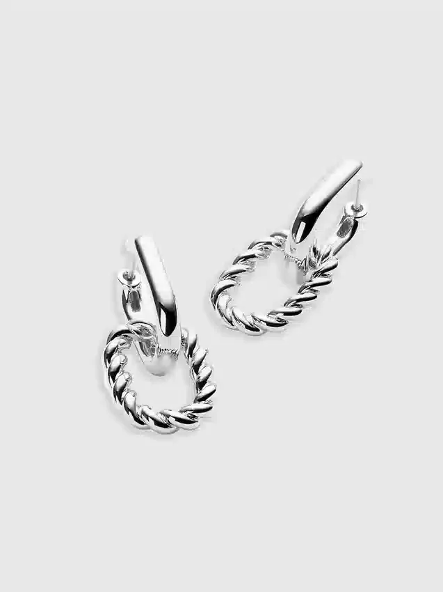 Aretes de aro doble de plata «Ash» de Ana Luisa