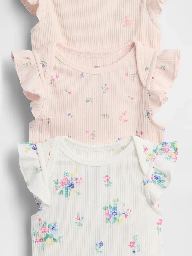 Baby First Favorites: body con volantes y canalé fino (paquete de 3)