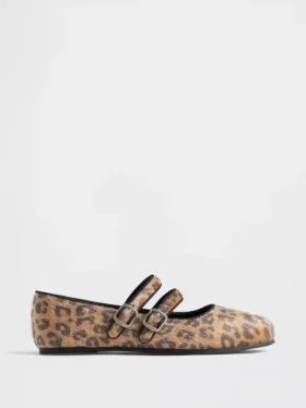 Bailarinas de doble correa con estampado de leopardo