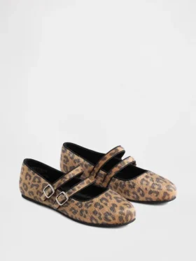Bailarinas de doble correa con estampado de leopardo