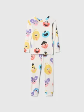 Bebé y Niño: Conjunto de pijama orgánico de algodón cepillado de Barrio Sésamo