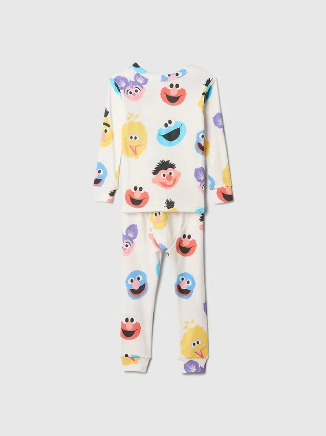 Bebé y Niño: Conjunto de pijama orgánico de algodón cepillado de Barrio Sésamo