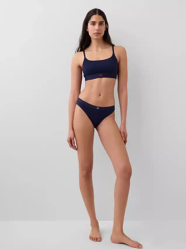 Bikini de algodón orgánico elástico con logotipo