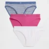 Bikini de algodón orgánico elástico con logotipo (paquete de 3)