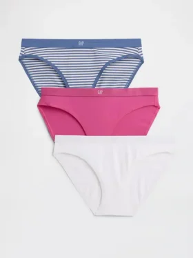 Bikini de algodón orgánico elástico con logotipo (paquete de 3)