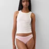 Bikini de algodón orgánico elástico con ribete de encaje