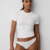 Bikini de algodón orgánico elástico con ribete de encaje