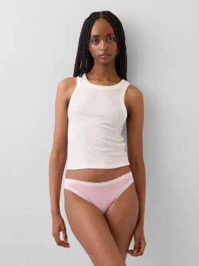 Bikini de algodón orgánico elástico con ribete de encaje