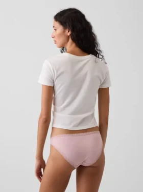 Bikini de algodón orgánico elástico con ribete de encaje, el más suave