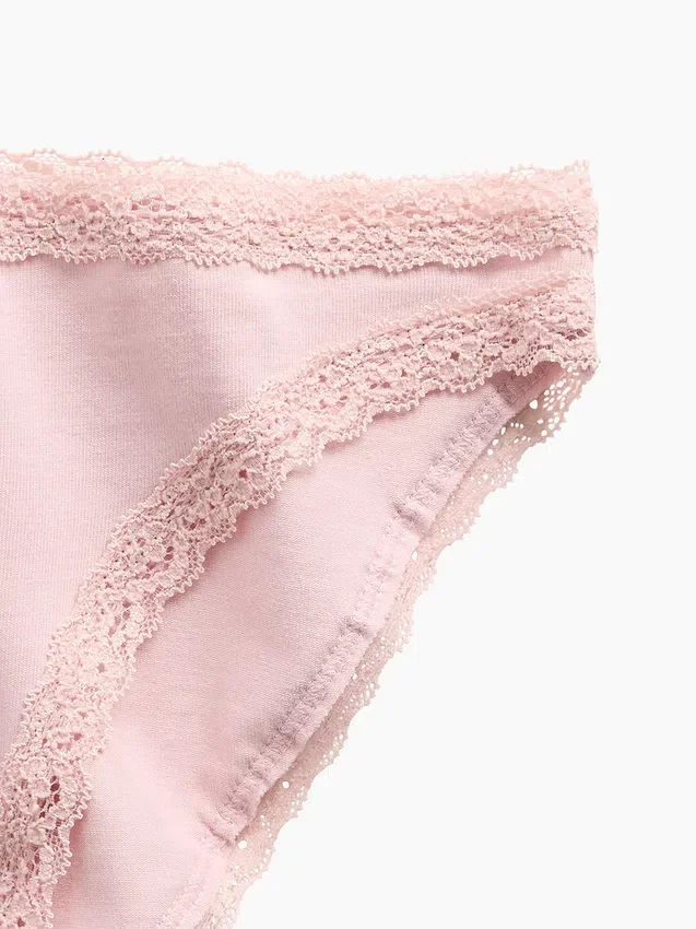 Bikini de algodón orgánico elástico con ribete de encaje, el más suave