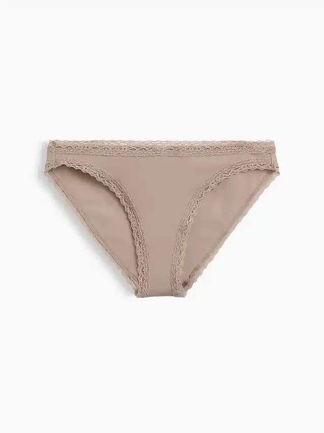 Bikini de algodón orgánico elástico con ribete de encaje, el más suave