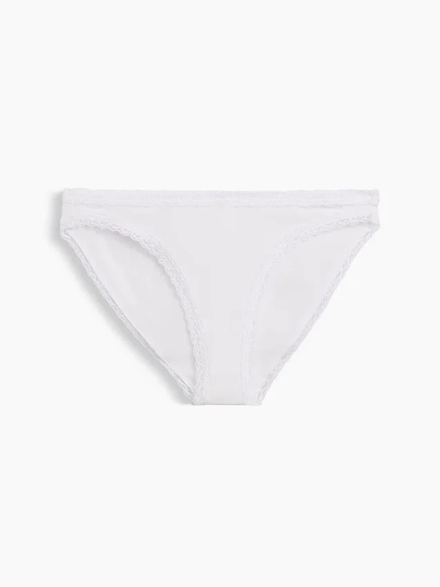 Bikini de algodón orgánico elástico con ribete de encaje, el más suave