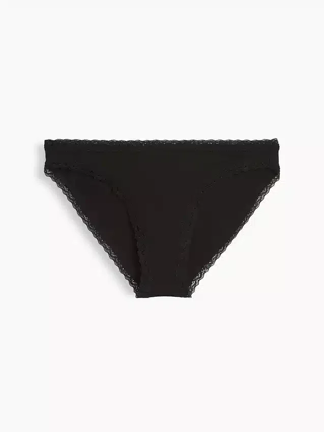 Bikini de algodón orgánico elástico con ribete de encaje, el más suave
