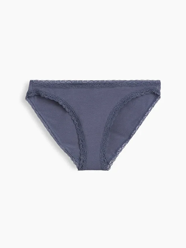 Bikini de algodón orgánico elástico con ribete de encaje, el más suave