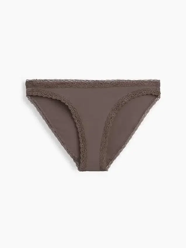 Bikini de algodón orgánico elástico con ribete de encaje, el más suave