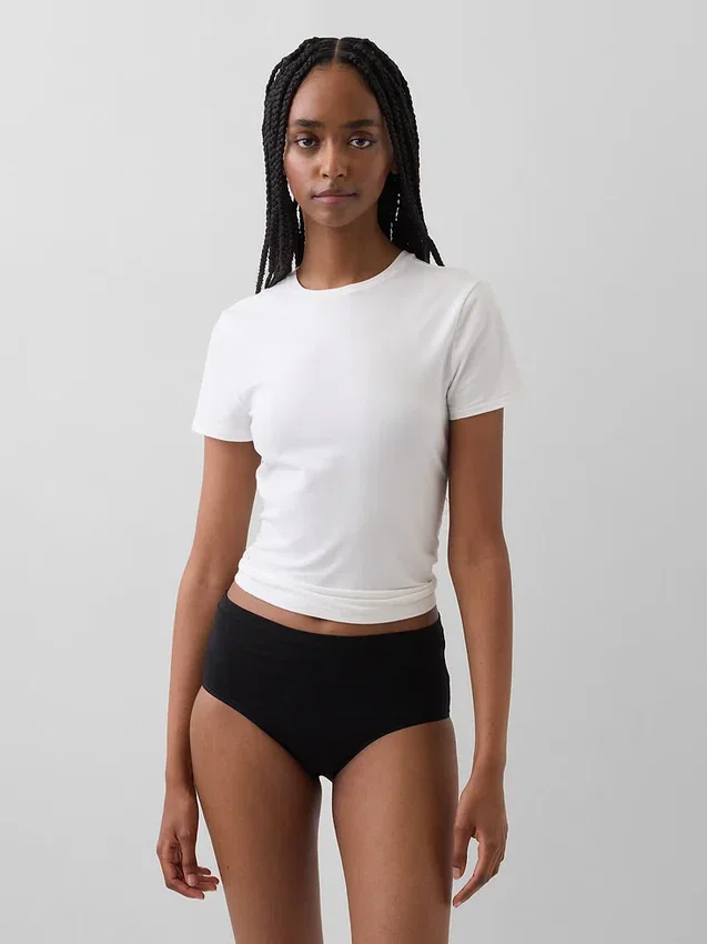 Bikini de cintura alta de algodón orgánico elástico