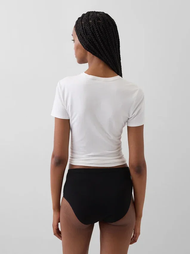 Bikini de cintura alta de algodón orgánico elástico