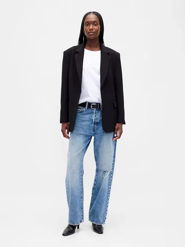 Blazer oversize de tejido elástico en dos direcciones