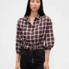 Blusa a cuadros con lazo en la cintura